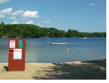 Edward N. Doggett Beach, located at the southern end of Little Squam Lake, is the only public beach on the lake.