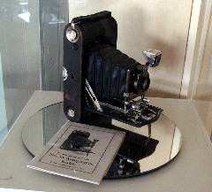 An antique camera on display at the Sugar Hill Historical Museum